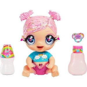 Mga'S Glitter Babyz Dreamia Stardust Baby Doll With 3 Magical Color Changes, Pink Hair Rainbow Outfit, Diaper, Bottle, Pacifier Accessories- Gift For Kids, Toy For Girls Boys Ages 3 4 5+ Years Old