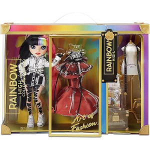 Rainbow High 2021 Jett Dawson Collector Fashion Doll With Black And Rainbow Hair, 2 Designer Outfits To Mix & Match Accessories, Gift For Kids & Collectors, Toys For Kids Ages 6 7 8+ To 12 Years