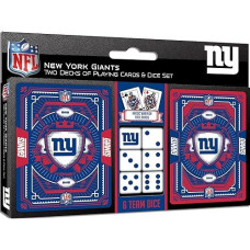 Masterpieces Game Day - Nfl New York Giants 2-Pack Playing Cards & Dice Pack - Officially Licensed Set For Adults And Family