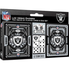 Masterpieces Game Day - Nfl Las Vegas Raiders 2-Pack Playing Cards & Dice Pack - Officially Licensed Set For Adults And Family