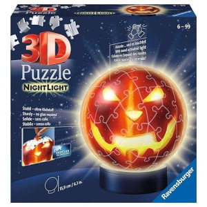 Ravensburger Halloween Pumpkin Shaped 3D Jigsaw Puzzle Ball For Kids Age 6 Years Up - 72 Pieces - With Lighting