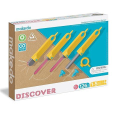 Makedo Discover | 126 Piece Cardboard Construction Toolbox For 1-5 Makers | Stem And Steam Educational Toys For Kids | At Home Play + Classroom Learning | Reusable Tools For Boys And Girls Age 5+