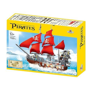 Apostrophe Games Pirate Ship Building Block Set (1,123 Pieces)