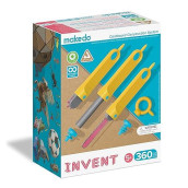 Makedo Invent Upcycled Cardboard Construction Toolkit In Large Toolbox (360 Pieces) Stem + Steam Educational Toys For At Home Play + Classroom Learning Reusable Tools For Boys And Girls Age 5+