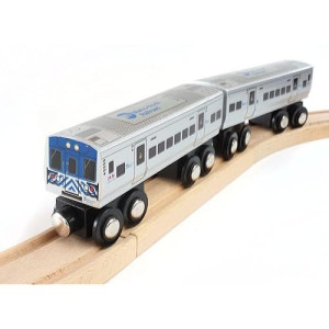 Munipals Metro North Railroad Wooden Railway M7 2-Car Set-Child Safe And Tested Wood Toy Train