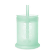 Olababy Silicone Training Cup With Straw Lid | Babies Water Drinking Cup | 6+ Mo Infant To 12-18 Months Toddler | Sippy Cup For Kids & Smoothie Cup | Baby Led Weaning (Mint, 5 Oz)