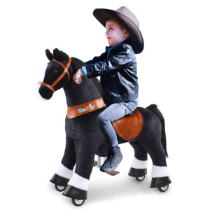 Wonderides Kids Ride On Black Horse Toys, Ride On Toy (Small Size 3, 30.1 Inch Height) For Toddlers 3 To 5 Years Old, Ride On Pony Plush Walking Animal Mechanical No Battery,No Electricity Toys M347