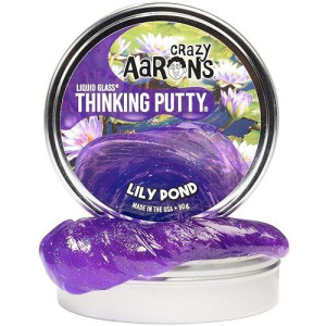 Crazy Aaron'S Thinking Putty - Liquid Glass Lily Pond 4" Tin - Purple Fidget Putty (3.2 Ounces) - Never Dries Out