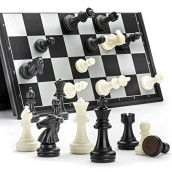 A&A Magnetic Plastic Travel Chess Set W/Folding Chess Board, Educational Toys For Kids And Adults - 10.2(26Cm) * 10.2(26Cm) Board