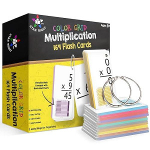 Star Right Multiplication Flash Cards & Math Games Flash Cards - 169 Hole Punched Multiplication Flashcards (All Facts 0-12)- 2 Binder Rings - Multiplication Flash Cards 3Rd Grade, 4Th, 5Th, 6Th Grade