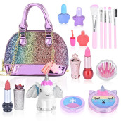 Kids Makeup Kit For Girl Washable Real Makeup Set Little Girl Purse Unicorn Toys For 5 6 7 8 Year Old Girls Princess Dress Up Vanity Pretend Game Birthday Girls Toys