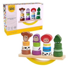 Disney Wooden Toys Toy Story Balance Blocks, 17-Piece Set Features Woody, Buzz Lightyear, Jessie, And Rex, Officially Licensed Kids Toys For Ages 18 Month By Just Play
