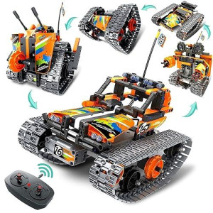 Coplus 5In1 Remote Control Stem Building Kit, 392Pcs Blocks Stem Erector Set Projects Toy For Kids Ages 8-12, Build A Tank/Robot/Avt Diy Educate 6 7 9 10 11 13 Years Old For Boys Birthdays Gift Ideas