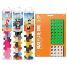 Plus Plus Big - Zoo Playset Bundle - 15 Pc Penguin, Flamingo, Giraffe Tube & Baseplate Duo - Construction Building Stem/Steam Toy, Interlocking Large Puzzle Blocks For Toddlers And Preschool