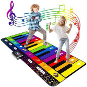 Sunlin 6 Ft. Floor Piano Mat For Kids & Toddlers, Giant Piano Mat, 24 Keys, 10 Built In Songs, 8 Instrument Sounds, Record & Playback, Song Booklet, Musical Toy Gift For Boys & Girls Age 3 4 5 6 7 8 9