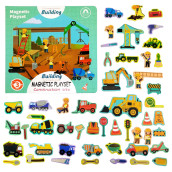 Construction Site Fridge Magnets For Toddlers, 50 Pcs Refrigerator Magnets For Kids, Create A Scene Magnetic Play Sticker Book Travel Game Educational Toys For Kids