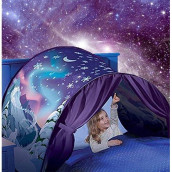 Kids Dream Bed Tent Twin Size - Deluxe Space Adventure & Dinosaur Island & Unicorn & Winter Wonderland Play Tents Boys Girls Pop Up Tents Children Game Tent Magical Playhouse Christmas Birthday Gifts