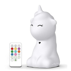 Something Unicorn - LED Unicorn Night Light for Kids Rechargeable color changing Silicone Night Light with Brightness control, Timer and Remote control for Infant, Toddler, Kid and Teen