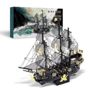Piececool 3D Puzzles For Adults, Black Pearl Pirate Ship Metal Model Kits, 3D Watercraft Model Building Kit, Diy Craft Kits For Family Time, Great, 307Pcs