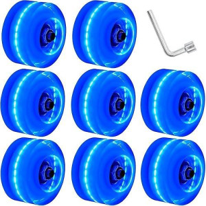 Nezylaf 8 Pack 78A Light Up Roller Skate Wheels 32 5836 65Mm, Luminous Skate Wheels With Bearings Installed For Indoor Or Outdoor Double Row Skating And Skateboard Accessories