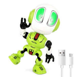 Stocking Stuffers For Kids, Sopu Rechargeable Robot Toys, Mini Talking Robot With Repeats Waht You Say, Led Lights And Cool Sounds Interactive Toy Christmas Stocking Stuffers For Adults Kids (Green)