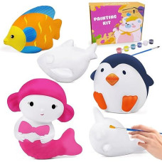 Lovestown Squishies Making Kit, 5 Pcs Diy Squishies Ocean Animal Squishies Slow Rising Jumbo Animal Paint Your Own Squishies For Birthday Gifts