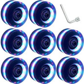 Nezylaf 8 Pack 78A Light Up Roller Skate Wheels 32 5836 65Mm, Luminous Skate Wheels With Bearings Installed For Indoor Or Outdoor Double Row Skating And Skateboard Accessories