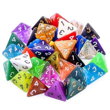 Austor 35 Pieces 4 Sided Dice Polyhedral Dice Set Mixed Color Game Dice Assortment With A Black Velvet Storage Bag For Dnd Rpg Mtg Table Games