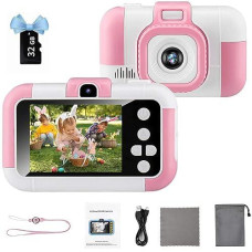 Kids Camera For Girls Age 3-10, Christmas Birthday Gift For Girls, 2.4 Inch 1080P Dual Lens Toddler Digital Camera Toy For 3 4 5 6 7 8 9 10 Years Old Boys Girls Children(32G)-Pink