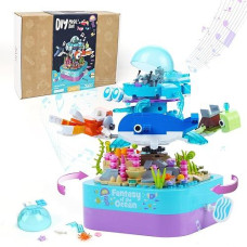 Builplay Building Blocks Music Box For Kids Rotating Ocean Model Building Kits Stem Educational Toys & Gifts For Boys And Girls 8+ Years Old
