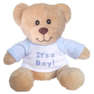 Hug-A-Booboo It'S A Boy Small Plush Teddy Bear Super Cute 6 Inch Plush Teddy Bear With Gender Reveal It'S A Boy Message T-Shirt - Great For Gift, Gift Basket, Diaper Cake Topper, Party Favor