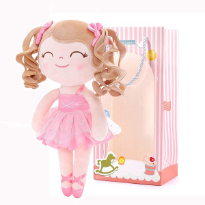 Gloveleya Dolls Baby Girl Gifts Curly Ballet Doll Soft Plush Toy Pink 13 Inches With Gift Box
