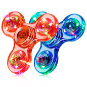 Figrol 2 Pack Led Light Fidget Spinners, Thanksgiving Christmas Crystal Finger Toy Gift For Children, Reducing Boredom Adhd, Anxiety(Red&Blue)