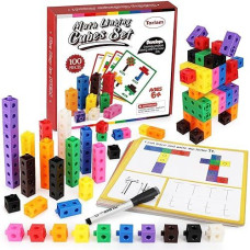 Torlam Math Cubes Math Manipulatives Activity Set, Number Blocks Counting Toys Snap Linking Cube Connecting Blocks For Kids Kindergarten Learning Activities