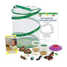 Butterfly Garden: Original Habitat And Two Live Cups Of Caterpillars With Journal - Life Science & Stem Education - Butterfly Science Kit - Plus Butterfly Life Cycle Stages Figurines