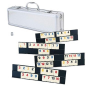 106 Rummy Tiles Game, Rummy Cube Sets Travel Game Outlasting Color With Aluminum Case & 4 Anti-Skid Durable Trays. Board. 106 Tile, 4 Players. Deluxe Edition.