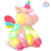 Athoinsu Light Up Pink Unicorn Stuffed Animal Soft Plush Toy With Led Colorful Night Lights Glowing Birthday Valentine'S Day Children'S Day Gifts For Kids Toddler Girls Women, 12''