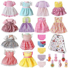 Mlcnles Alive Baby Doll Clothes And Accessories - 12 Sets Girl Doll Clothes Dress For 12 13 14 15 16 Inch Doll, Baby Doll Clothes - Doll Outfits Accessories W/Hairpin & Underwear For Doll Gift