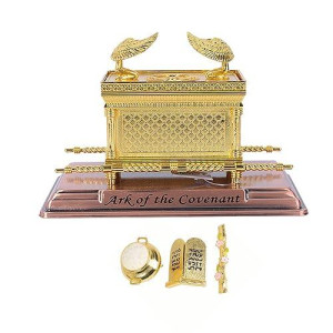 Brtagg The Ark Of The Covenant Replica Gold Plated Statue With Contents, Aarons Rod/Manna/Ten Mandments Stone (Medium)