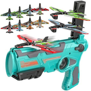 Airplane Toys For 4 5 6 Years Old Boys, Outdoor Toys For Kids Ages 4-8, Catapult Airplane With 8 Pcs Glider Plane,Boys Toys Age 6-8 With One-Click Ejection Airplane Game, Gifts For 4-8 Years Old Boys