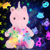 Cuteoy Musical Unicorn Star Projector Plush Night Light Stuffed Animals Musical Soother Toys For Kids Lullabies Adjustable Volume Gifts On Birthday Christmas