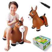 Hotmax Bouncy Horse, Inflatable Bouncing Animals Hopper For Toddlers Or Kids, Ride On Rubber Jumping Toys For Boy Or Girl Birthday Gift (Horse)