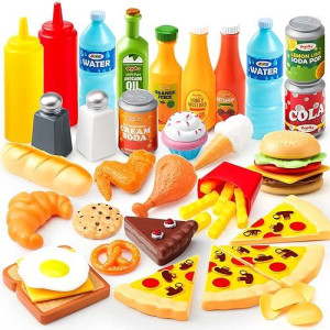 Joyin 45 Pcs Play Food Sets For Kids Kitchen, Popular Grocery Store Play Food, Pretend Toy Food Set For Kids, Gifts For Toddlers, Boys And Girls