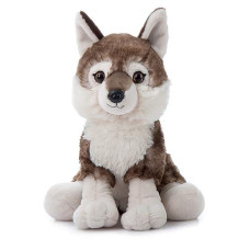 The Petting Zoo Timber Wolf Stuffed Animal, Gifts For Kids, Wild Onez Zoo Animals, Timber Wolf Plush Toy Sitting 12 Inches