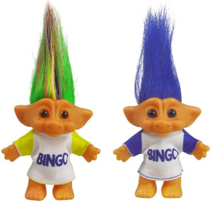 2Packs Vintage Troll Dolls Set,Lucky Doll Chromatic Adorable For Collections, School Project, Arts And Crafts, Party Favors (Style7-Bingo Colorful+Bingo Blue)