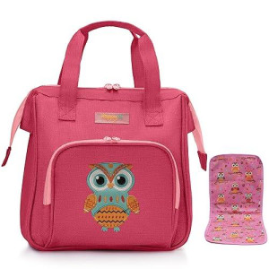 Happyvk- Baby Doll Diaper Bag With Doll Changing Pad- Handbag For Girls- Owl Embroidery