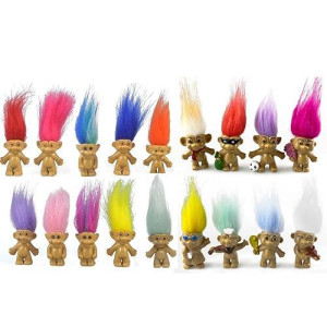 18Packs Lucky Troll Dolls Set,Pvc Vintage Lucky Doll Chromatic Adorable For Collections, School Project, Arts And Crafts, Party Favors. (Style2-18Packs)