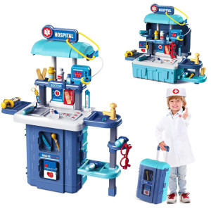 Toy Doctor Kit For Kids: Pretend Play Kids Doctor Set With Electronic Stethoscope Dress Up Doctor Costume Carrying Storage Case - Role Play Toys Medical Kit For Toddlers Boys Girls