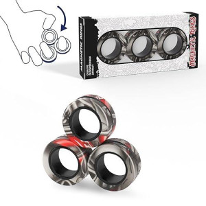 3Pcs Magnetic Rings Fidget Toy Set, Idea Adhd Hand Exerciser Fidget Toys, Adult Fidget Magnets Spinner Rings For Anxiety Relief Therapy, Fidget Pack Great Gift For Adults Teens Kids