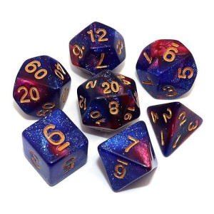 Creebuy Blue Mix Red Dnd Glitter Dice Set For Dungeon And Dragons Warhammer D&D Rpg Role Playing Games Board Game Polyhedral Dice